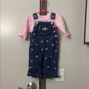 Denim Overalls with Pink Top for Kids
